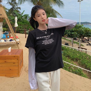 寬鬆成人冰絲防曬袖套-漸層款-灰色 (F(約48x12cm))