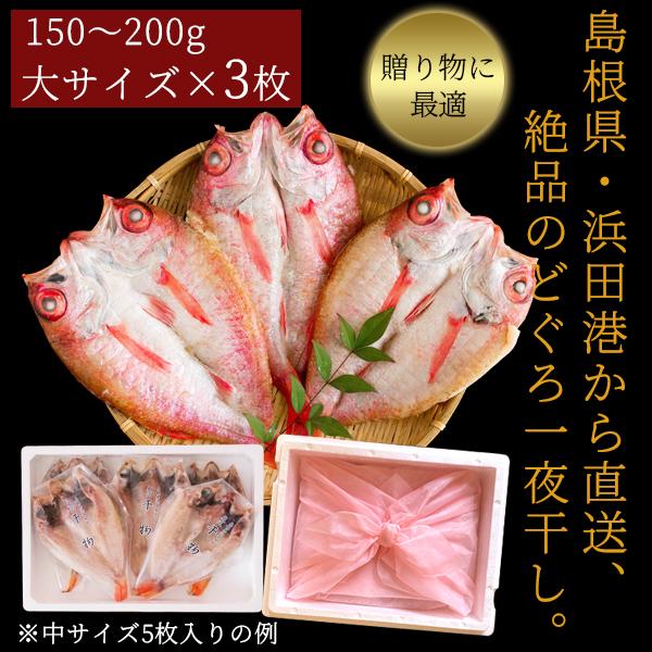 お歳暮 ギフト 無添加 のどぐろ干物 150〜200g（大サイズ）×3枚入 送料無料（北海道・沖縄を除く）