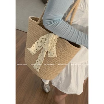 夏天編織包包女式2024新款潮度假風草編包大容量手提托特包菜籃包