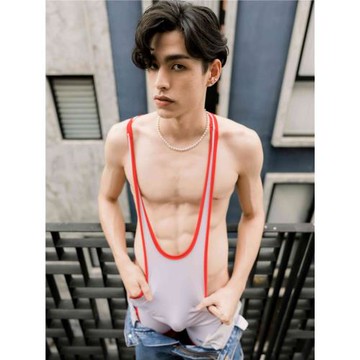 連體褲男士性感運動健身騎行摔跤服男式睡衣吊帶平角褲塑身連體衣