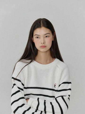 Stripe button Knitwear_Ivory