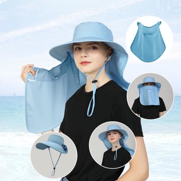全防護防曬帽夏女防紫外線遮臉護頸面罩騎行戶外釣魚男遮陽帽大檐