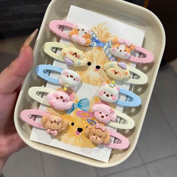 🥇隔日達出💎可愛小狗家族髮夾前額側邊劉海夾卡通腮紅狗狗髮卡碎髮鴨嘴夾頭飾