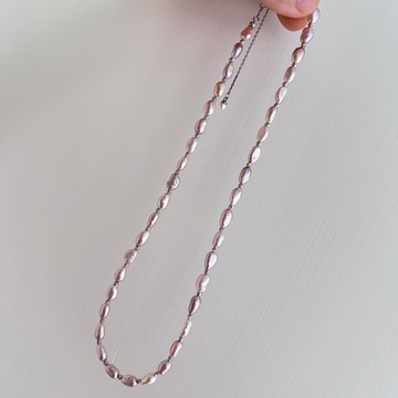 晨光柔語 天然淡粉色巴洛克珍珠項鍊