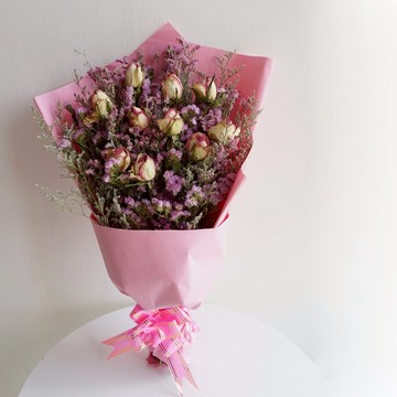 Lmdec 520情人節玫瑰混搭干花手捧花束送愛人送閨蜜