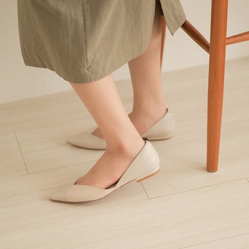 V型淺口平底包鞋-灰色