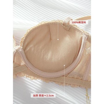小胸內衣女半杯聚攏不空杯防上滑1/2杯有鋼圈蕾絲純棉文胸兩排扣