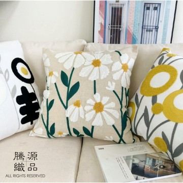 【騰源織品｜24hr出貨】立體花朵刺繡抱枕套| 共10款 | 45x45