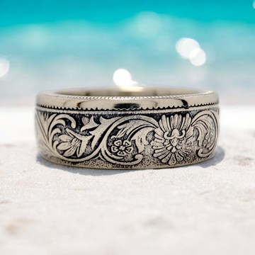 印度盧比 1 盧比 1862-1901 (復刻版) 硬幣戒指，男士戒指，印度戒指