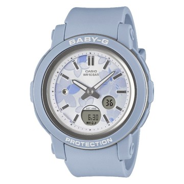 CASIO 卡西歐 BABY-G BGA-290FL-2A 精緻花朵閃耀水晶雙顯腕錶 藍 41.5mm