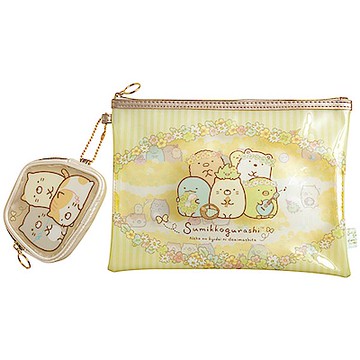 角落公仔羞羞貓兄弟系列大+小透明化妝包  San-X