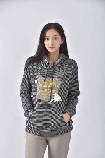 (S) hana hana棉質連帽灰色長袖上衣