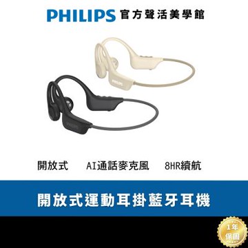 Philips GO系列 TAA1708 氣傳導開放式運動耳掛藍牙耳機丨靜享運動 聲聲不息