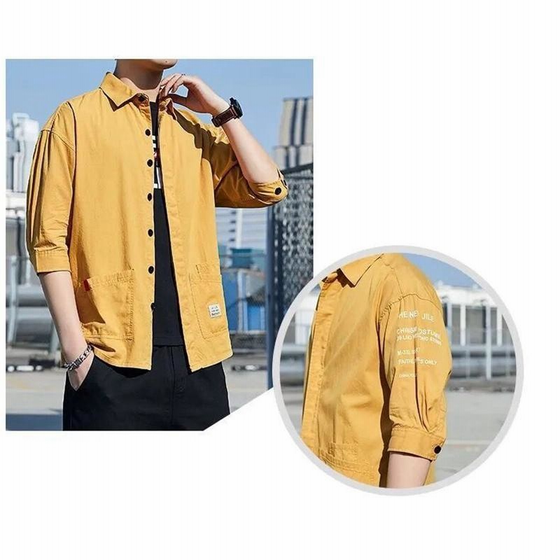 特価】シャツ メンズ 七分袖 夏服 ワイシャツ カジュアルシャツ