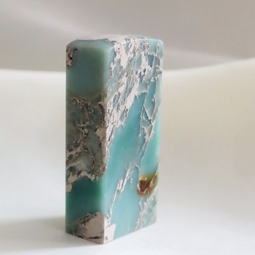 海藍花坑姓名印泥印章扁章文房手工刻印19x24x54mm