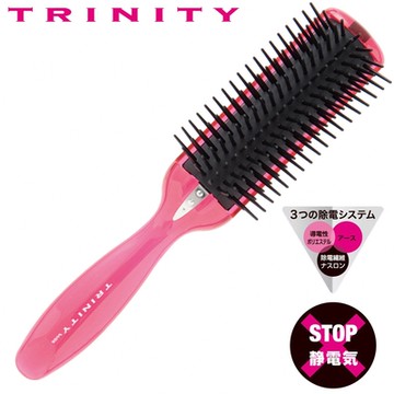 日本製VeSS專業3程序抗靜電髮梳TRINITY抗菌魔髮梳TY-980(適受損染燙髮量多;導電彈性體+不鏽鋼除電纖維+接地片;含海洋性膠原蛋白微膠囊)美髮梳子