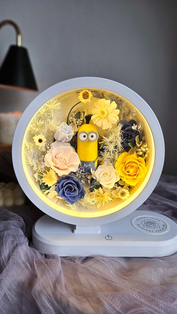 公仔永生花 藍芽音樂+手機無線充 多功能夜燈 客製化設計