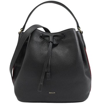 BALLY 6230731 BLYSS 燙金LOGO 經典織帶兩用水桶包.黑
