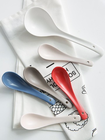 億嘉陶瓷創意湯勺北歐家用調羹湯匙小勺粥勺喝湯勺冰淇淋勺甜品勺