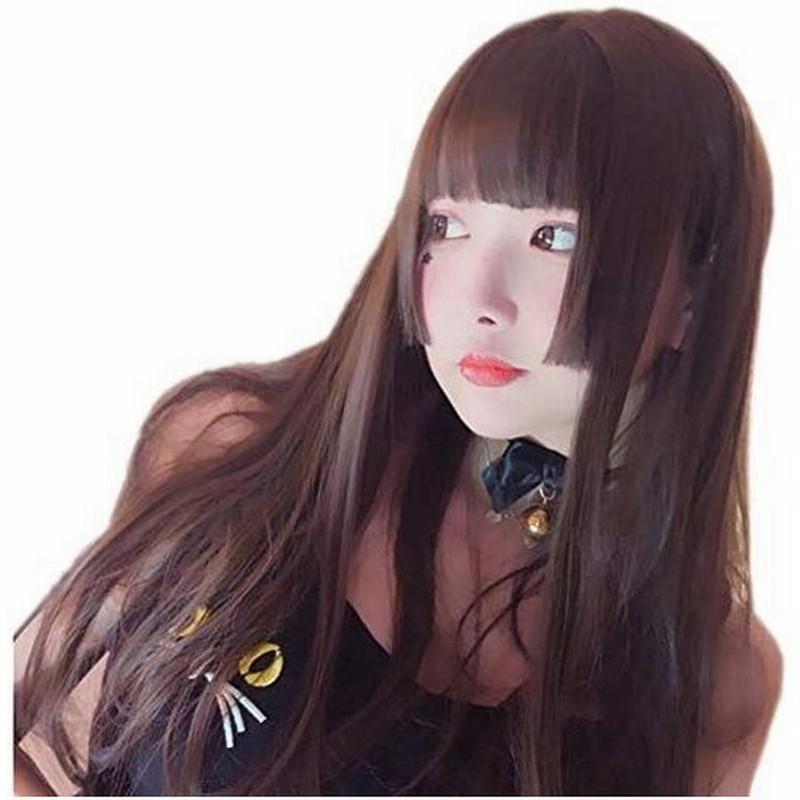 風追い少女 ウィッグ ロング 姫カット ストレート 姫髪 フルウィッグ レディース 黒髪 茶褐色髪 日常 人気 原宿 小顔 可愛い ロリータ 通販 Lineポイント最大get Lineショッピング