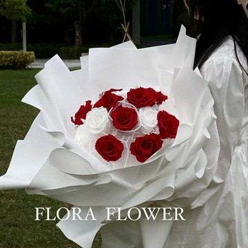 【Flora Flower】紅白永生花束-浪漫純粹的愛