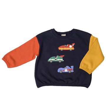 akachan honpo - 長袖休閒上衣-布貼-深藍色