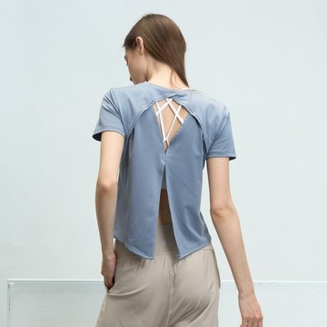 S2N EVERYTHING FLOWS 輕柔後V兩穿上衣_Dutch Blue T275