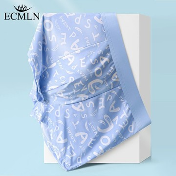 Ecmln 男士夏季修身平角內褲冰絲青年抗菌運動平角內褲