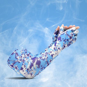 臺灣出🔥🔥迷彩防曬袖套半指冰袖騎行開車時尚透氣膚感冰絲分指防滑薄款