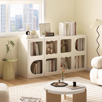 書櫃兒童奶油風家用組合櫃落地書架置物架儲物靠墻一體矮櫃小櫃子197SFY 快速出貨