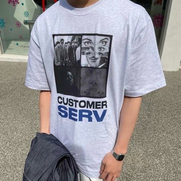 [HYC] digital SERV half T CUSTOMER 老照片 韓國 寬鬆 落肩 短T 上衣 情侶 五分袖