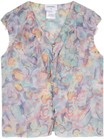 CHANEL Pre-Owned - 2000 abstract-print silk shirt - women - Silk - One Size - Purple