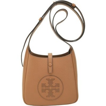 TORY BURCH Miller Swing TB穿孔標誌荔紋納帕皮革肩 斜背包(焦糖棕)