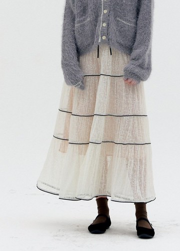 高訂系列-蕾絲滾邊蛋糕長裙