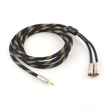 極美日本佳耐美音頻線 3.5mm - 2RCA【川木】全新【W112】1分2 rca 蓮花頭 手工發燒喇叭線 音箱線