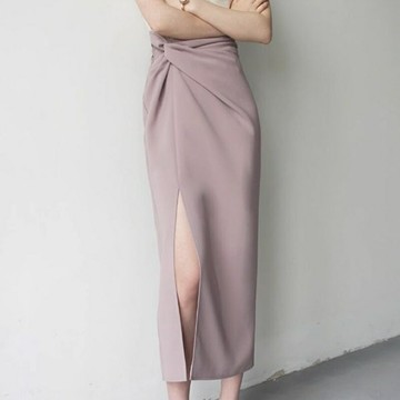 【巴黎精品】現貨+預購 女半身裙A字裙網紗裙長裙百褶裙子大碼洋裝休閒大尺碼女裝-高腰交叉扭結開衩a1cp7