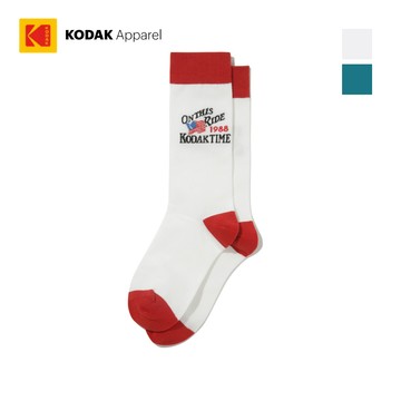 【KODAK Apparel】柯達圖案拚色中筒襪 2色(米 綠) KB631004