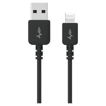 Avier USB A-Lightning 高速充電傳輸線 99.99% OFHC高導性無氧銅線芯  2m  黑色  1條