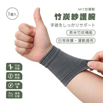 【DR.WOW 嚴選】竹炭紗舒適護腕(運動/日常適用｜一雙入)