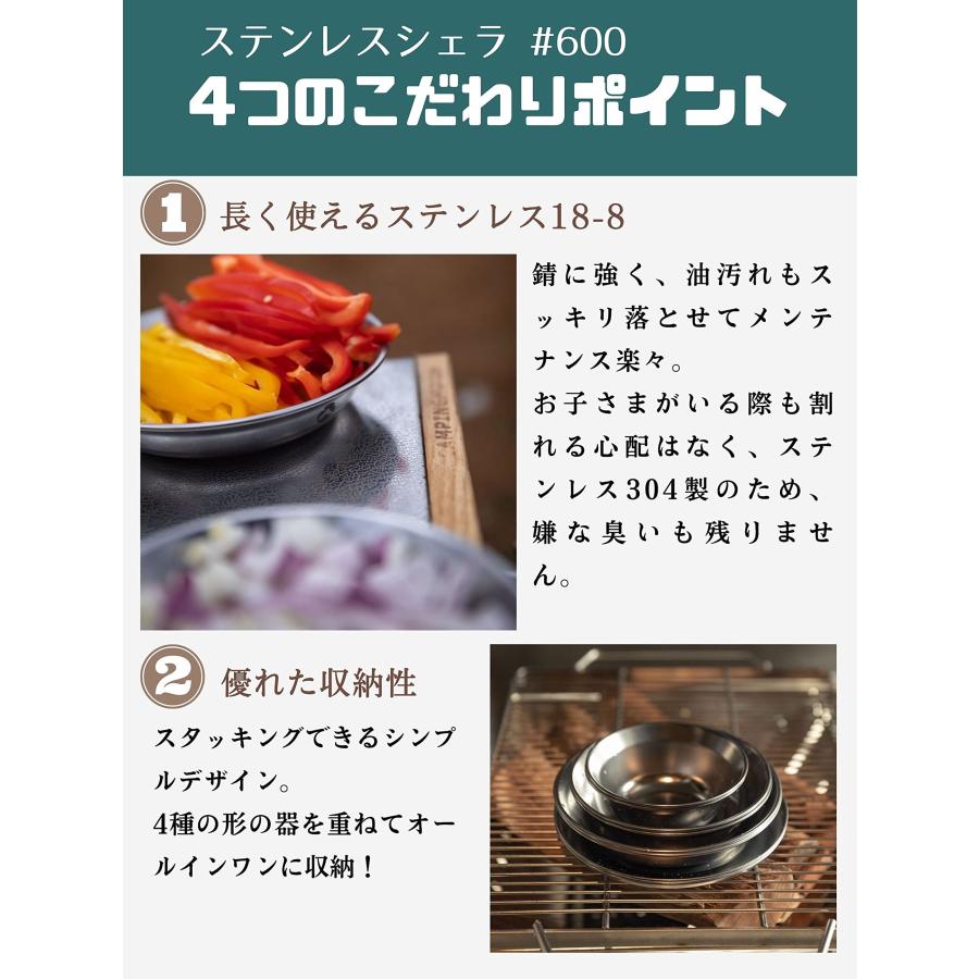 キャンピングムーン(CAMPING MOON) テーブルウェア キャンプ プレート ステンレス 食器 セット 8点入り 帆布ケース付き S395-2