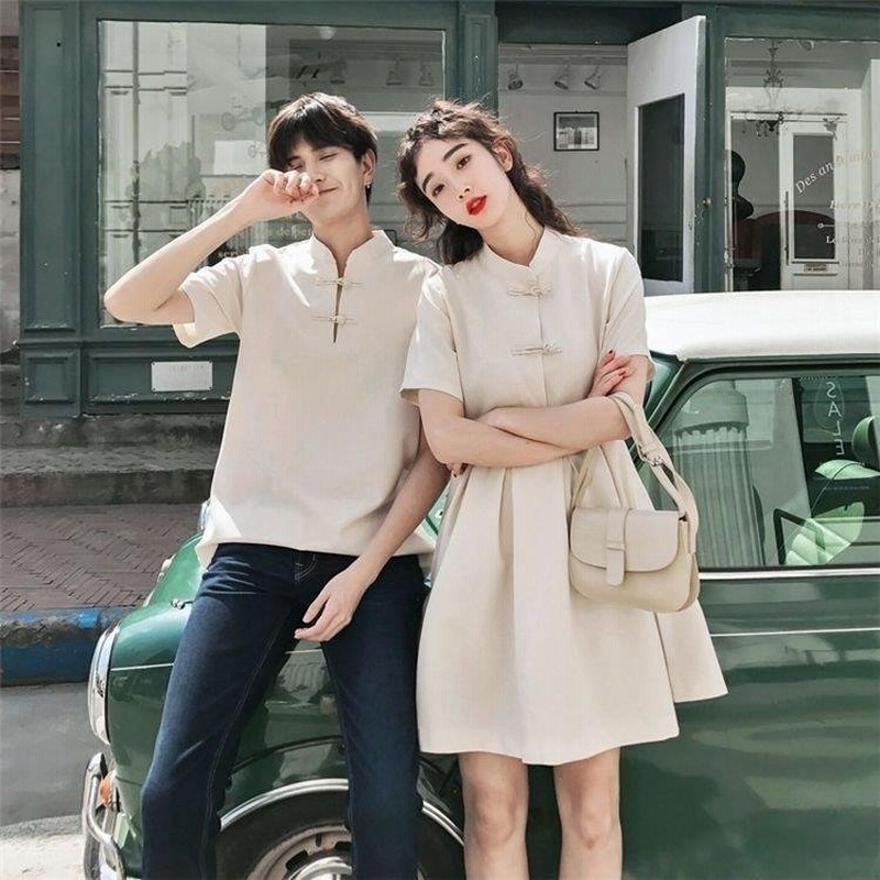 ペアルック カップル 男シャツ 女ワンピース ドレス 可愛い カップル お揃い 夏 チャイナ風 カップル ペアルック チャイナ風ドレス ペア カジュアル きれいめ 通販 Lineポイント最大0 5 Get Lineショッピング
