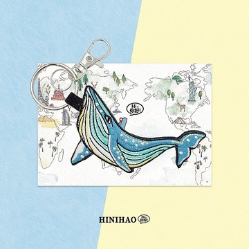 雙面刺繡鑰匙圈-鯨魚