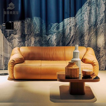 意式極簡貓爪皮羽絨沙發三人位極簡設計師 小戶型 客廳洽談直排沙發qxm8091