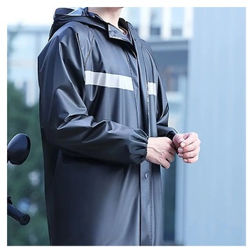 成人兩件式雨衣 拉鍊釦子雙重保護 防風防水 無縫壓膠耐用  2XL  黑色簡約款