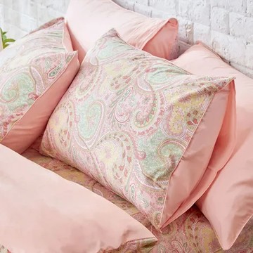 伊德生活 埃及棉床包枕套組 變形蟲粉 雙人(埃及棉、床包、枕套)