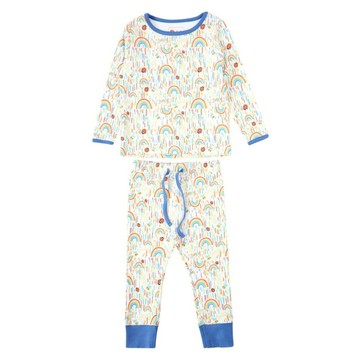 piccalilly 皮卡儷儷 有機棉嬰幼兒睡衣居家服  2~3歲  太陽雨 白色 + 藍色