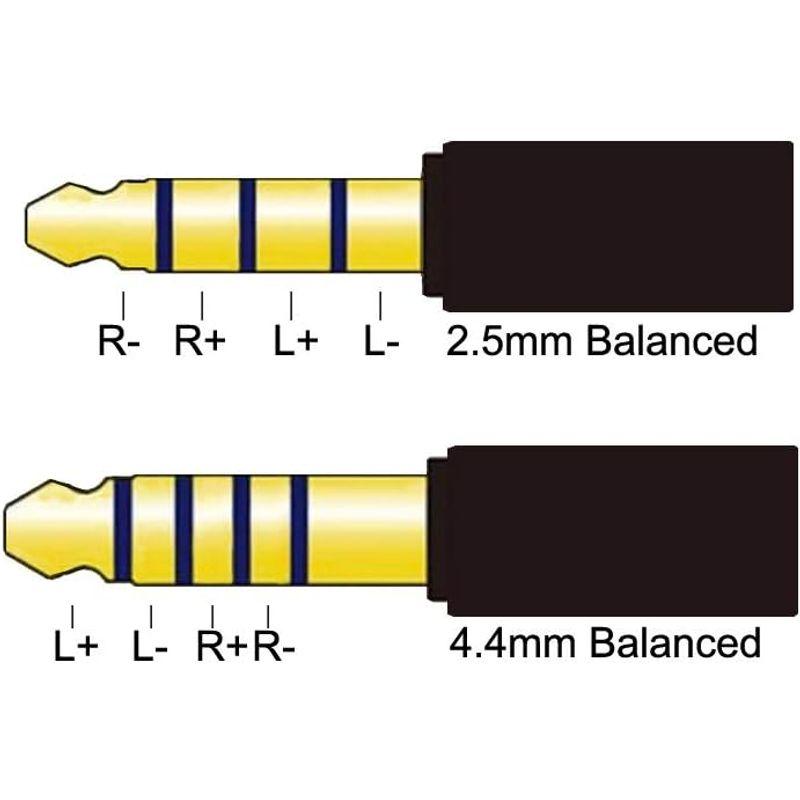 2.5mm オス 8芯銀メッキ線ハンドメイドケーブル採用変換プラグ 4極2.5mm 4.4mm 5極 変換 変換 バランス ケーブル