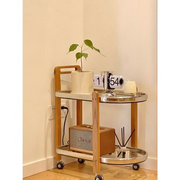 居傢優品免運北歐ins實木小推車玻璃日式置物架櫻桃木中古可移動沙髮茶幾邊幾茶幾沙發邊桌多功能邊幾置屋桌
