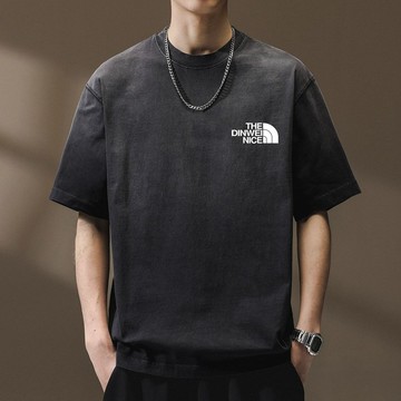 隔日達 大尺碼上衣 設計感上衣 純棉 重磅t恤男 潮牌衣服 男生上衣 短袖t恤男 帥氣男裝 水洗黑 做舊 T恤 0147