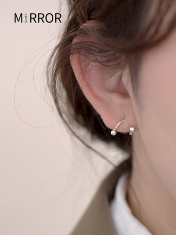 小麋人925彈簧耳釘女純銀簡約冷淡風小巧耳環復古耳圈飾小眾設計